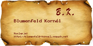 Blumenfeld Kornél névjegykártya